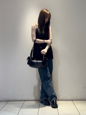 「CHARLES & KEITH（チャールズ & キース）のLeoi レオイ プラットフォーム ペニーローファー（ローファー、ブラック系）」を使った、CHARLES & KEITHさん（レディース・160cm）の夏コーディネート