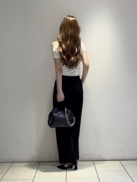 「CHARLES & KEITH（チャールズ & キース）のLando ランド ポインテッドドゥメタリックバックルヒールミュール（サンダル、ブラック系）」を使った、CHARLES & KEITHさん（レディース・160cm）の夏コーディネート