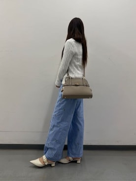 「CHARLES & KEITH（チャールズ & キース）のAubrielle オブリエル ベルトショルダーバッグ（トートバッグ、ベージュ系）」を使った、CHARLES & KEITHさん（レディース・160cm）の春コーディネート