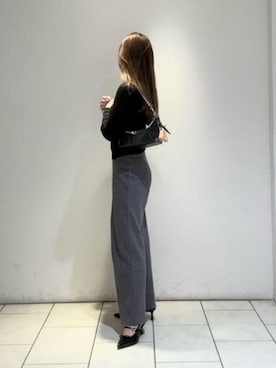 「CHARLES & KEITH（チャールズ & キース）のDuo ドゥオ キルティング ショルダーバッグ（ショルダーバッグ、ブラック系）」を使った、CHARLES & KEITHさん（レディース・160cm）の春コーディネート