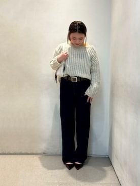 「CHARLES & KEITH（チャールズ & キース）のポインテッドトゥ クロスオーバースリングバックキトゥンヒール（パンプス、レッド系）」を使った、CHARLES & KEITHさん（レディース・160cm）の春コーディネート