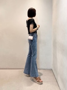 「CHARLES & KEITH（チャールズ & キース）のクロスオーバー エスパドリーユウエッジ（サンダル、ブラウン系）」を使った、CHARLES & KEITHさん（レディース・160cm）の夏コーディネート
