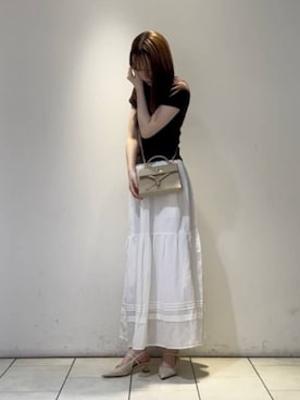 「CHARLES & KEITH（チャールズ & キース）のRaffia ラフィア スカルプチュラルヒール スリングバックパンプス（パンプス、ベージュ系）」を使った、CHARLES & KEITHさん（レディース・160cm）の夏コーディネート