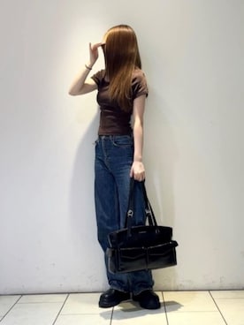 「CHARLES & KEITH（チャールズ & キース）のLeoi レオイ バックジップチャンキーアンクルブーツ（ブーツ、ブラック系）」を使った、CHARLES & KEITHさん（レディース・160cm）の秋コーディネート
