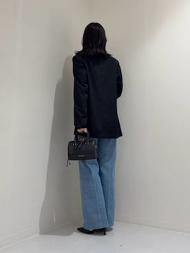 「CHARLES & KEITH（チャールズ & キース）のEverleigh エベルレイ ボウリングバッグ（トートバッグ、ブラック系）」を使った、CHARLES & KEITHさん（レディース・160cm）の春コーディネート