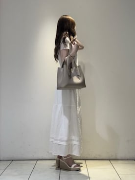 「CHARLES & KEITH（チャールズ & キース）のエスパドリーユ ウエッジ（サンダル、ベージュ系）」を使った、CHARLES & KEITHさん（レディース・160cm）の夏コーディネート