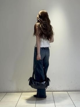 「CHARLES & KEITH（チャールズ & キース）のAmbrosiaアンブロシアジェムエンベリッシュドスリッポンフラット（サンダル、ブラック系）」を使った、CHARLES & KEITHさん（レディース・160cm）の夏コーディネート
