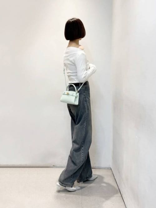 Aubrielle オブリエル クロックエフェクトトップハンドルバッグ