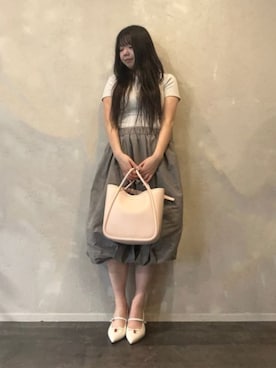 「CHARLES & KEITH（チャールズ & キース）のSonali ソナリ ストロベリーボウ スリングバッグパンプス（パンプス、ホワイト系）」を使った、CHARLES & KEITHさん（レディース・160cm）の春コーディネート
