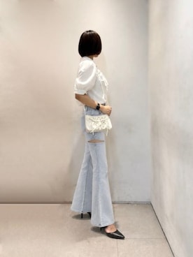 「CHARLES & KEITH（チャールズ & キース）のSepphe セフェ スタッズストラップパンプス（パンプス、ブラック系）」を使った、CHARLES & KEITHさん（レディース・160cm）の夏コーディネート