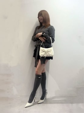 「CHARLES & KEITH（チャールズ & キース）のReese ミニリース ルーシュド ボウ ショルダーバッグ（ショルダーバッグ、ベージュ系）」を使った、CHARLES & KEITHさん（レディース・160cm）の夏コーディネート