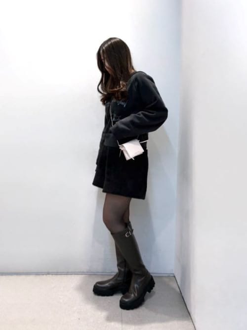 美品CHARLES & KEITH Imogen ロングブーツ ブラック22.5 CHARLES ＆ KEITH（チャールズ&キース） ブーツ Imogen イモージェン
