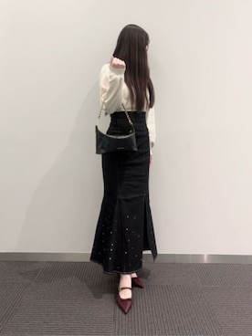 「CHARLES & KEITH（チャールズ & キース）のDuo ドゥオ キルティング ショルダーバッグ（ショルダーバッグ、ブラック系）」を使った、CHARLES & KEITHさん（レディース・160cm）の春コーディネート