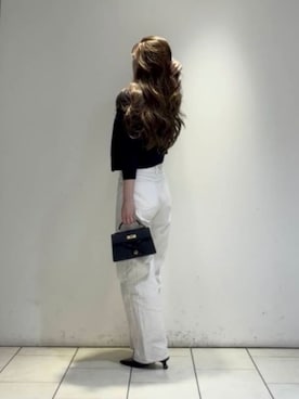 「CHARLES & KEITH（チャールズ & キース）のTricha トリチャ ノッテッドベルト トップハンドルバッグ（ハンドバッグ、ブラック系）」を使った、CHARLES & KEITHさん（レディース・160cm）の夏コーディネート
