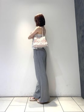 「CHARLES & KEITH（チャールズ & キース）のReese リース ルーシュド ボウ ショルダーバッグ（ショルダーバッグ）」を使った、CHARLES & KEITHさん（レディース・160cm）の夏コーディネート
