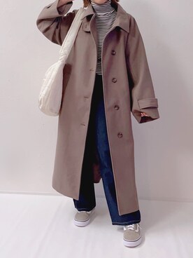 「tiptop（ティップトップ）のアイテム（ステンカラーコート）」を使った、m♡ao*さん（レディース・152cm）の冬コーディネート