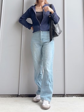 「tiptop（ティップトップ）のアイテム（デニムパンツ）」を使った、m♡ao*さん（レディース・152cm）の秋コーディネート