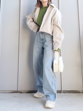 「tiptop（ティップトップ）のアイテム（ブルゾン）」を使った、m♡ao*さん（レディース・152cm）の秋コーディネート