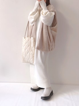 「ニットワンピース」｜「アイテム（MA-1）」を使った、m♡ao*さん（レディース・152cm）の冬コーディネート