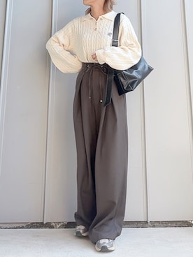 「アイテム（スラックス）」を使った、m♡ao*さん（レディース・152cm）の秋コーディネート