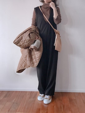 「チョコ色に染まれ」｜「アイテム（サロペット/オーバーオール）」を使った、m♡ao*さん（レディース・152cm）の冬コーディネート