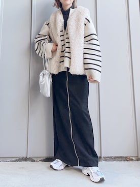 「DISCOAT（ディスコート）の【2WAY/WEB限定】シュリンク巾着ショルダーバッグ《軽量》（ショルダーバッグ）」を使った、m♡ao*さん（レディース・152cm）の冬コーディネート