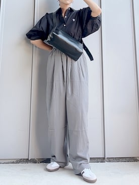 「Auntie Rosa Holiday（アンティローザホリデー）のワイドイージーパンツ / サイズ展開あり（その他パンツ）」を使った、m♡ao*さん（レディース・152cm）の春コーディネート