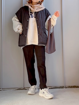 「キルティングベスト」｜「アイテム（その他アウター）」を使った、m♡ao*さん（レディース・152cm）の冬コーディネート