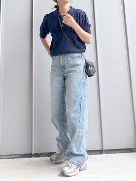 「tiptop（ティップトップ）のケーブル襟付き半袖プルオーバー（ニット/セーター）」を使った、m♡ao*さん（レディース・152cm）の春コーディネート