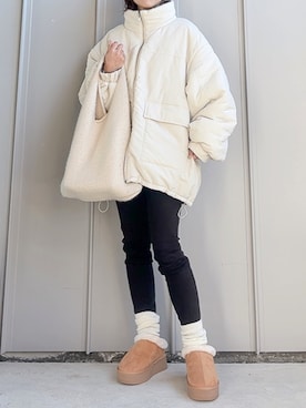 「アイテム（スリッポン）」を使った、m♡ao*さん（レディース・152cm）の冬コーディネート