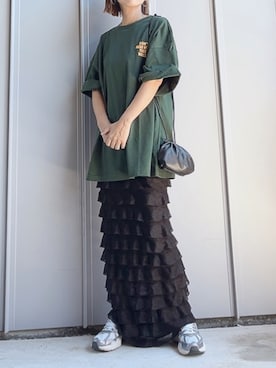 「tiptop（ティップトップ）の段々フリルナロースカート（スカート）」を使った、m♡ao*さん（レディース・152cm）の夏コーディネート
