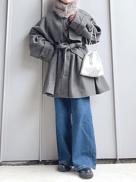 「アイテム（トレンチコート）」を使った、m♡ao*さん（レディース・152cm）の冬コーディネート