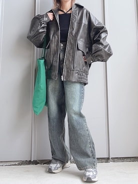 「tiptop（ティップトップ）のアイテム（ブルゾン）」を使った、m♡ao*さん（レディース・152cm）の冬コーディネート