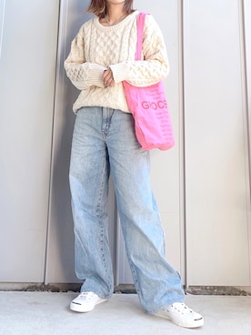 「Auntie Rosa Holiday（アンティローザホリデー）のアイテム（ニット/セーター）」を使った、m♡ao*さん（レディース・152cm）の秋コーディネート