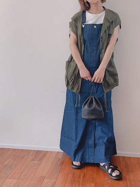 「ANGIE（アンジー）のアイテム（ジャンパースカート）」を使った、m♡ao*さん（レディース・152cm）の夏コーディネート