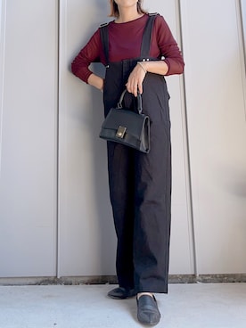 「DISCOAT（ディスコート）のアイテム（サロペット/オーバーオール）」を使った、m♡ao*さん（レディース・152cm）の秋コーディネート