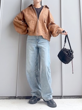 「アイテム（ブルゾン）」を使った、m♡ao*さん（レディース・152cm）の秋コーディネート