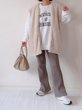 「巾着バッグ」｜「アイテム（MA-1）」を使った、m♡ao*さん（レディース・152cm）の秋コーディネート