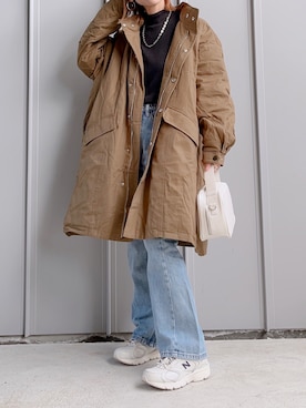 「タートルネック」｜「アイテム（ミリタリージャケット）」を使った、m♡ao*さん（レディース・152cm）の冬コーディネート