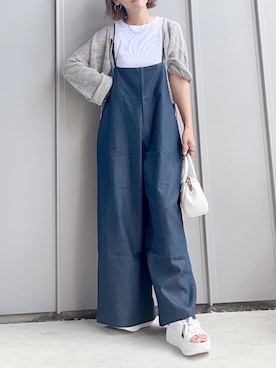 「サマーニット」｜「アイテム（サロペット/オーバーオール）」を使った、m♡ao*さん（レディース・152cm）の夏コーディネート