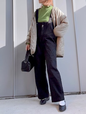 「tiptop（ティップトップ）のアイテム（ノーカラージャケット）」を使った、m♡ao*さん（レディース・152cm）の冬コーディネート