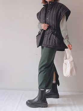 「キルティングベスト」｜「アイテム（その他アウター）」を使った、m♡ao*さん（レディース・152cm）の秋コーディネート