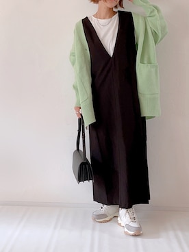 「ANGIE（アンジー）のアイテム（ジャンパースカート）」を使った、m♡ao*さん（レディース・152cm）の秋コーディネート