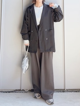 「tiptop（ティップトップ）の【2026SS新色追加】テーラードジャケット（テーラードジャケット、ブラック系）」を使った、m♡ao*さん（レディース・152cm）の春コーディネート