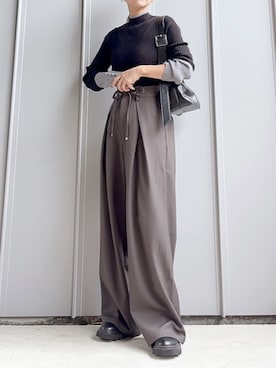 「アイテム（スラックス）」を使った、m♡ao*さん（レディース・152cm）の秋コーディネート