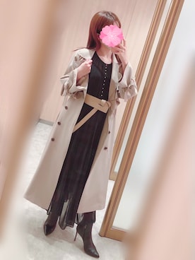 「アイテム（ダウンジャケット/コート、ピンク系）」を使った、h@naさん（レディース・158cm）の秋コーディネート