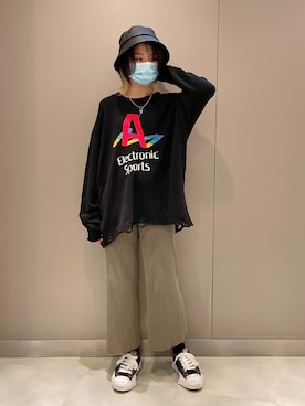 「roarguns（ロアーガンズ）のアイテム」を使った、なべさん（レディース・161cm）の秋コーディネート