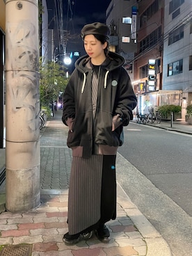 「FACETASM（ファセッタズム）のアイテム（パーカー）」を使った、なべさん（レディース・161cm）の冬コーディネート
