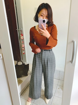 「ブラウン×グレー」｜아야노さん（レディース・152cm）の秋コーディネート