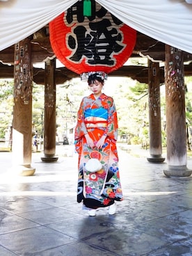 「着物」｜「アイテム（ワンピース/ドレス）」を使った、まさん（レディース・160cm）の春コーディネート